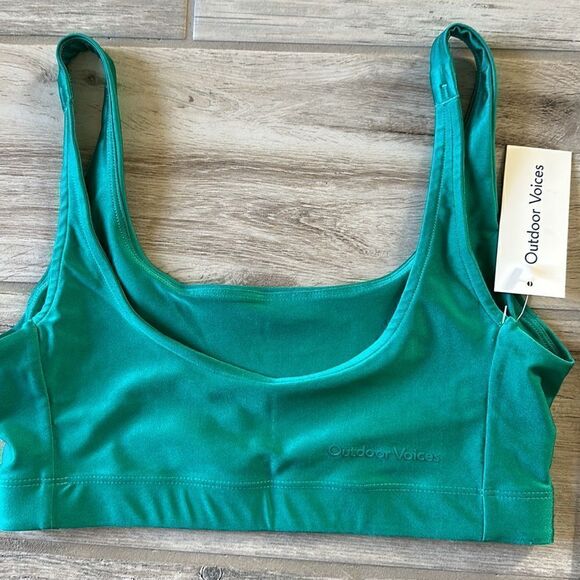 NWT Outdoor Voices Silky Shiny Bondi Beam Bra S Intimate Teal Green - Picture 11 of 12